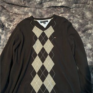 Black and white checkered “grandpa” sweater